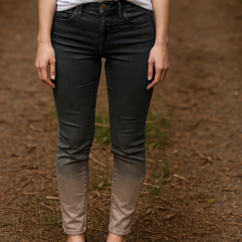 FREE PEOPLE Western Preppy Designer Gray Tan Brown Denim Jeans (#1,158)‎